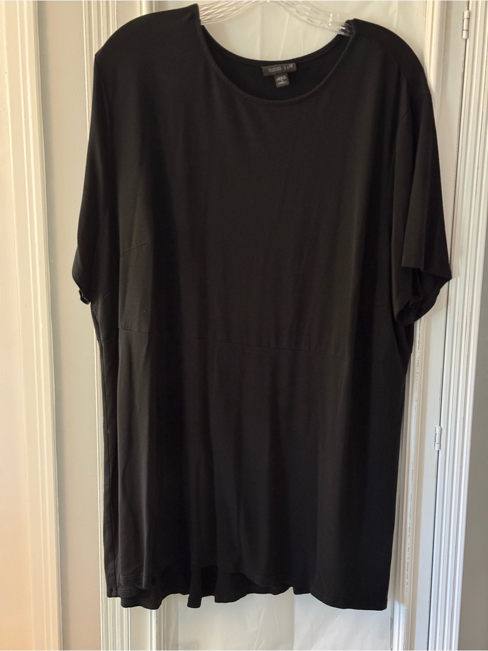 J Jill Wearever Collection Black Short Sleeve Tunic Dropped Waist Seam Size 3X